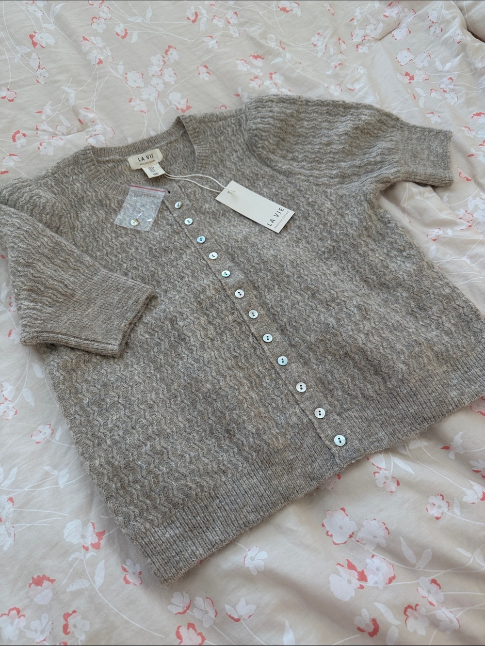 La Vie Taupe Knit Button-Front Cardigan